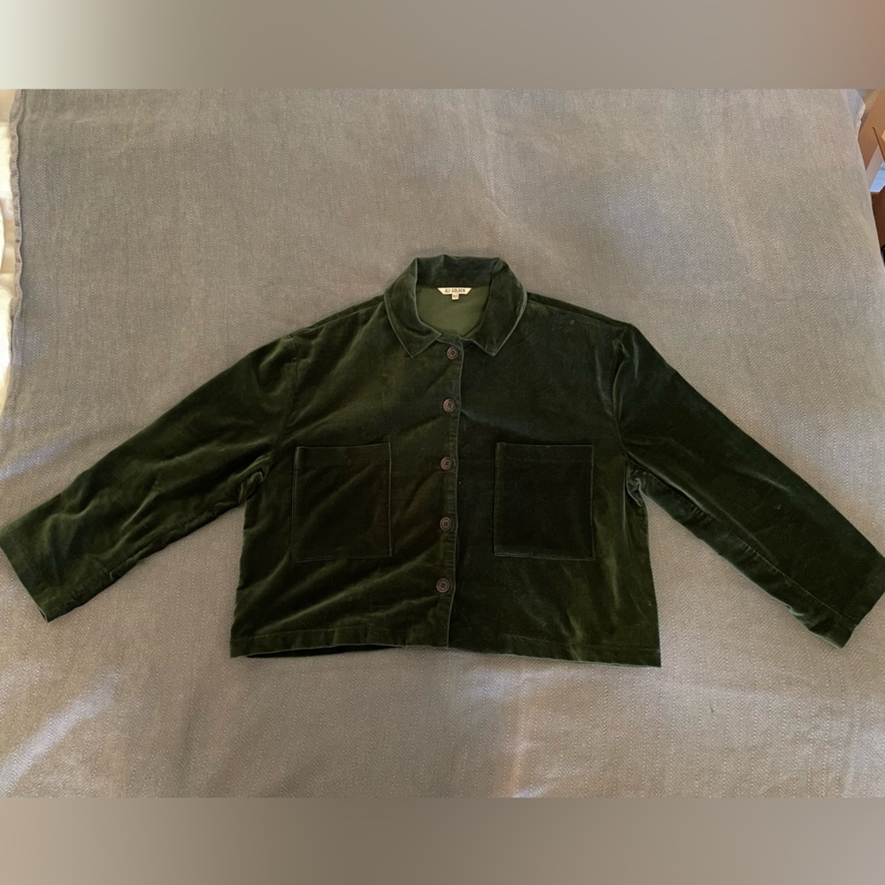 Ali Golden Velvet Cropped Jacket Hunter